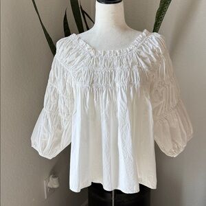 Free People Women's Off-White Off-Shoulder Peplum Top Size L